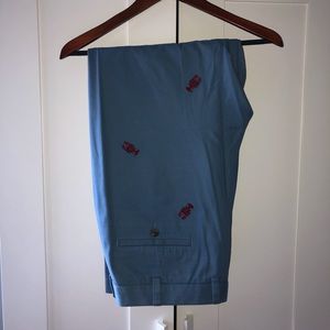 Blue plants with lobster embroidery